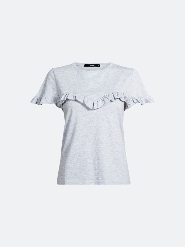 BIKBOK Crew Neck Short Sleev Frill T SHIRT Grey